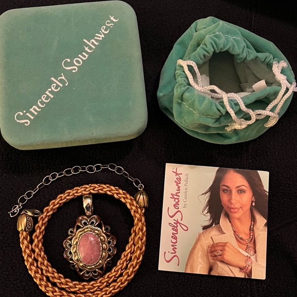 Sterling & Mixed Metal Rhodonite Enhancer on Cord - Picture 1 of 9